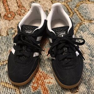 adidas Black Gazelle Sneakers with White Stripes and Gum Sole